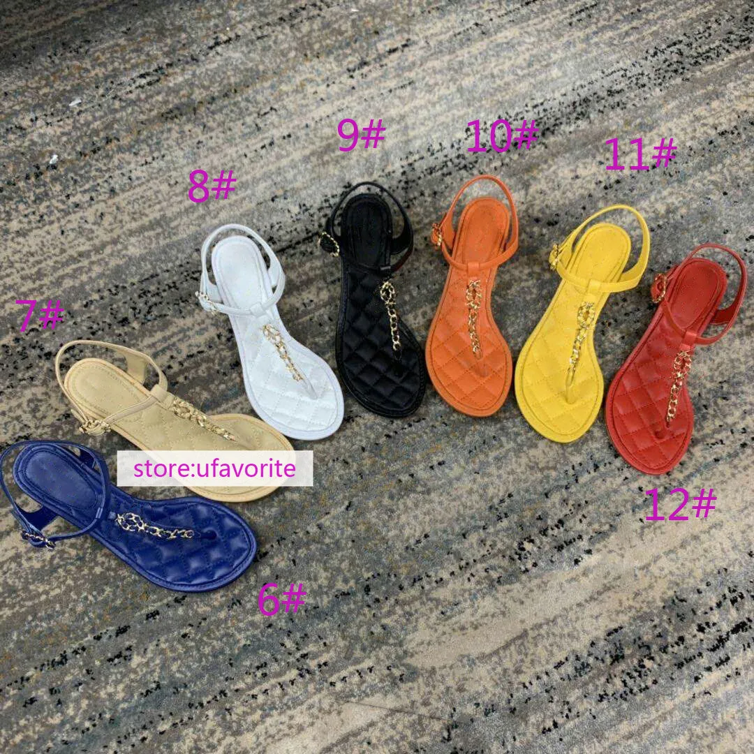 Mixstar Flip Flops 1cm leather flats sandals chain fashion Flip flops shoes women 2022new 35-41