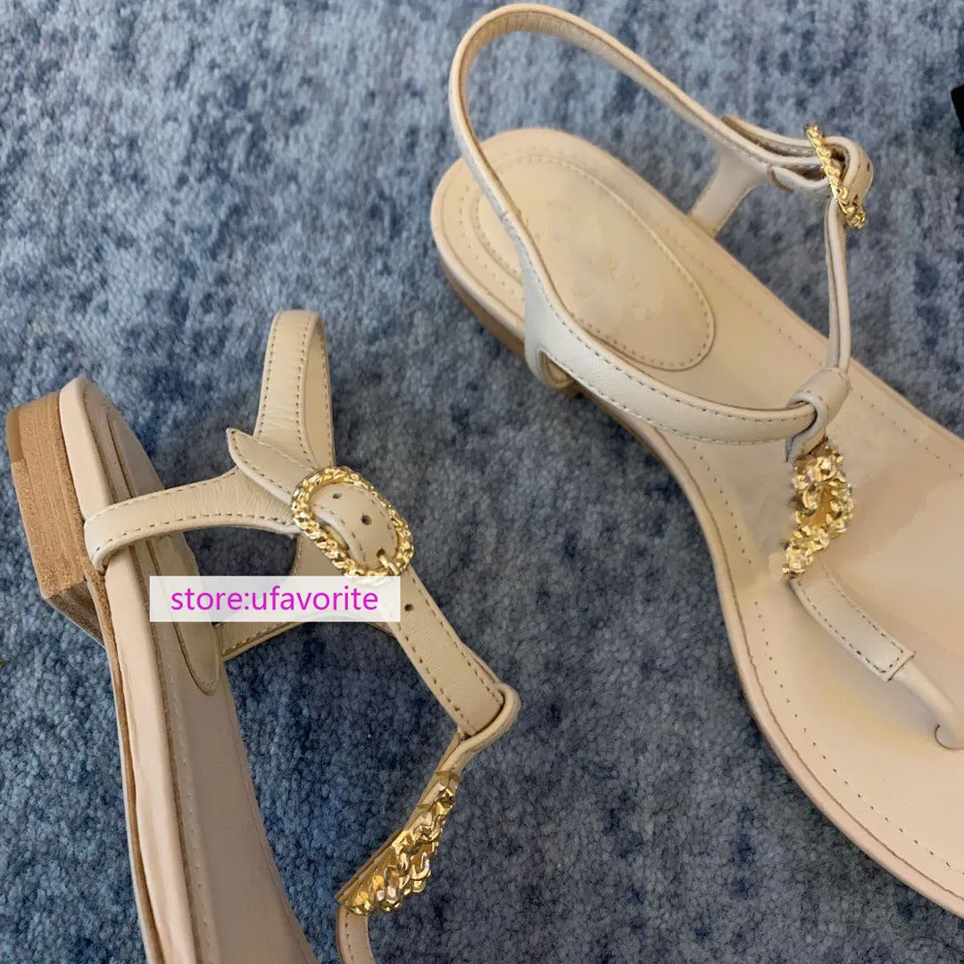 Flip Flops Havaianas 1cm leather flats sandals chain fashion Flip flops shoes women 2022new 35-41