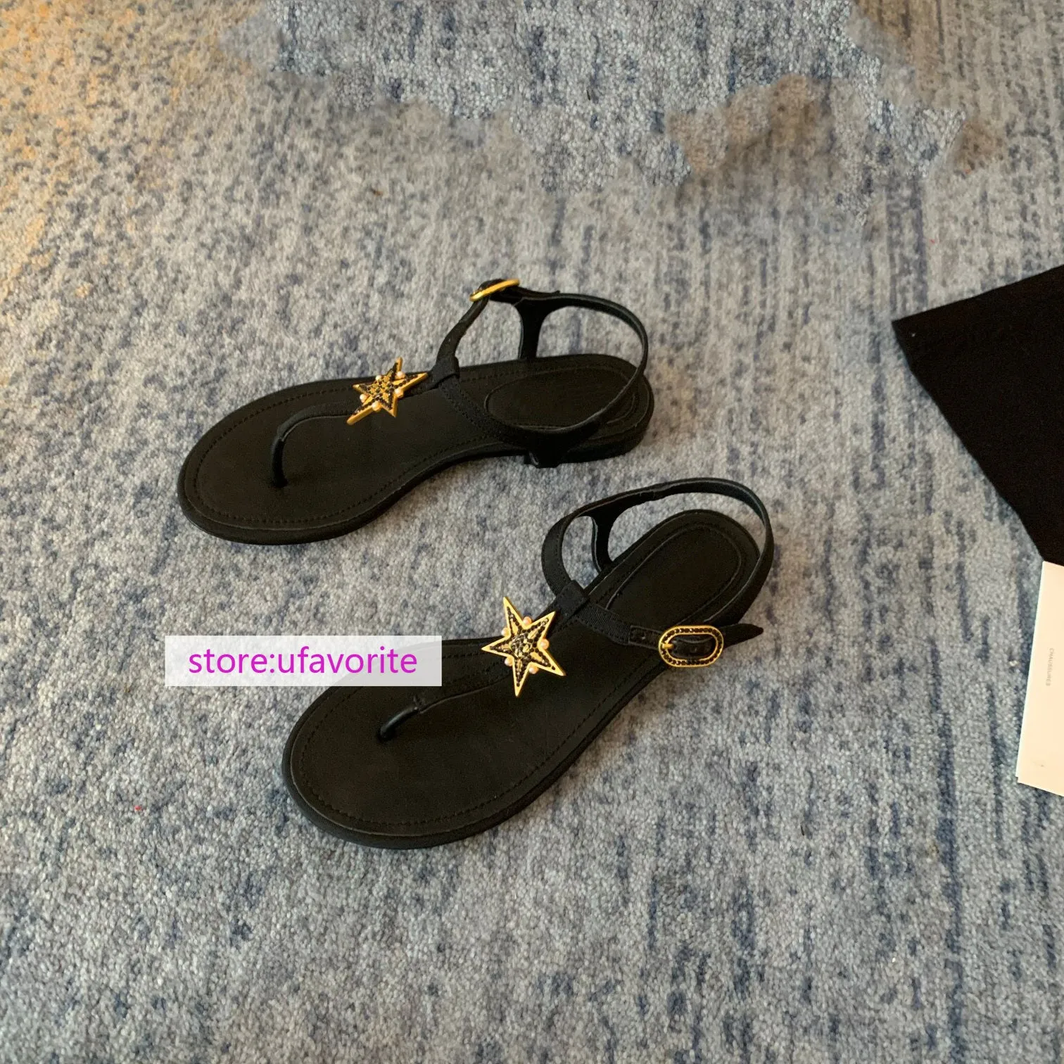 Flip Flops Wholesale For Weddings 1cm leather flats sandals star fashion Flip flops shoes women 2022new 35-40