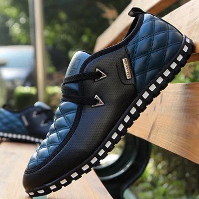 2017 new Fashion korean leisure men shoes spring men footwear autumn PU leather men flat shoes breathable casual men's flats Flat Shoes With Midi Dress