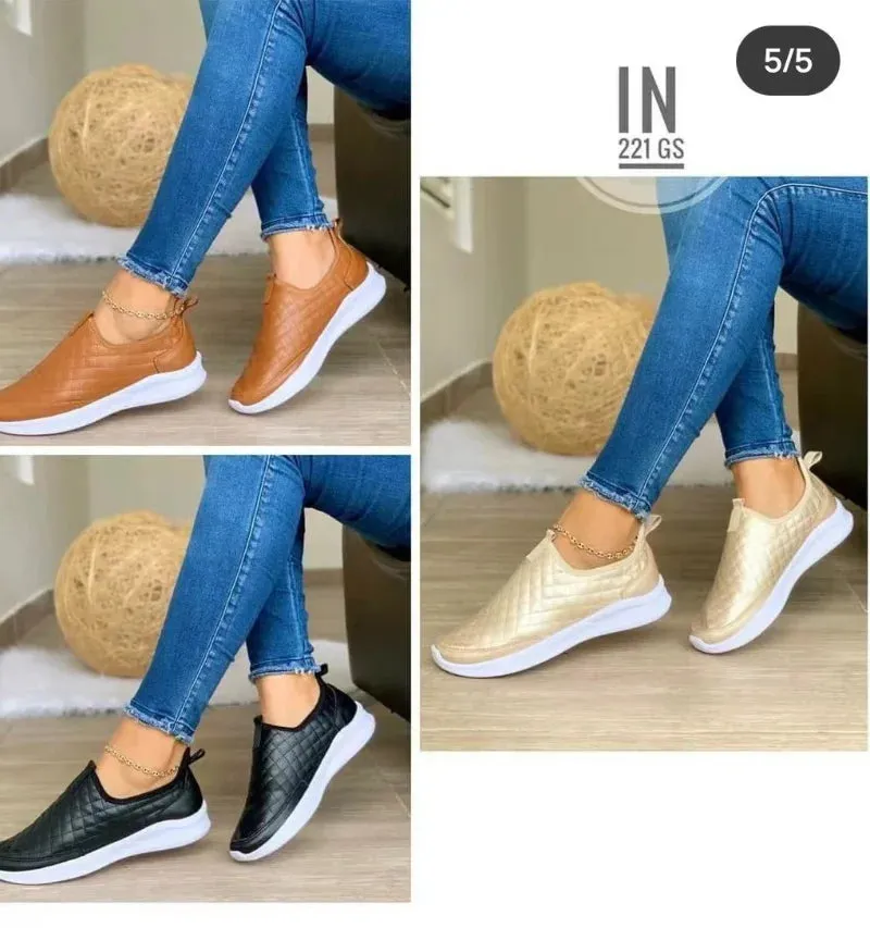 2023 Solid Color Women Sneakers | Round Toe Thick Bottom Loafers | Casual Luxury Vulcanized Shoes Loafers Zebra