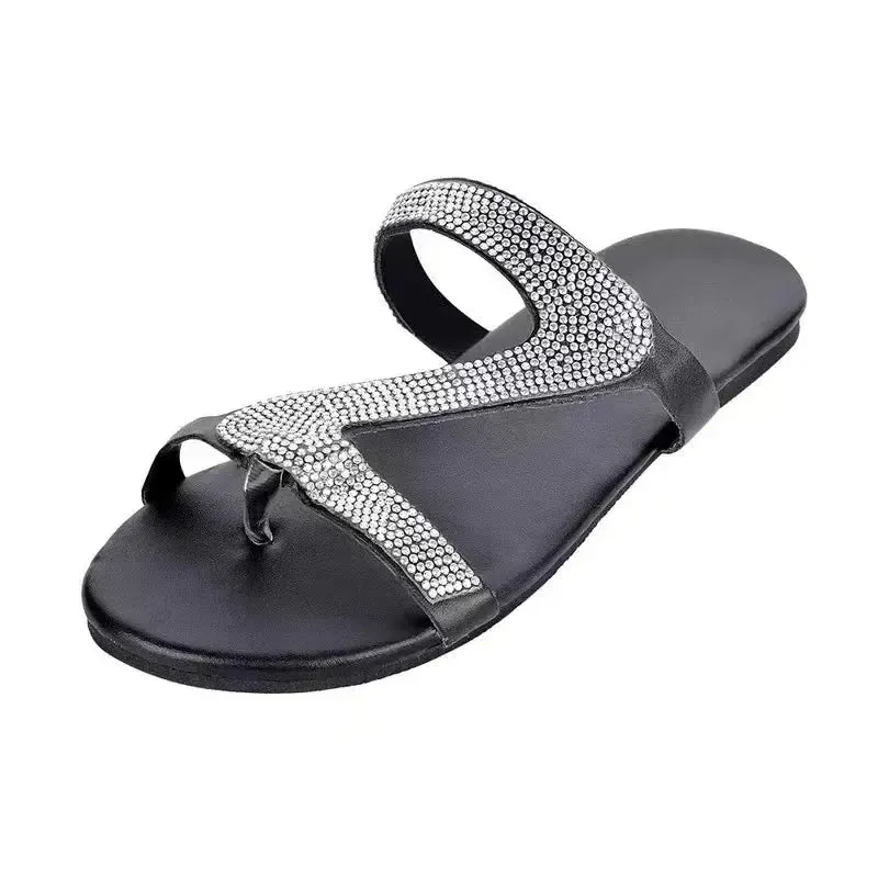 2023 Women Summer Flat Bling Slippers Female Flip Flops Sandals Outdoor Beach Women Sandals  Glitter Shoes for Women Best Flip Flops For High Arches