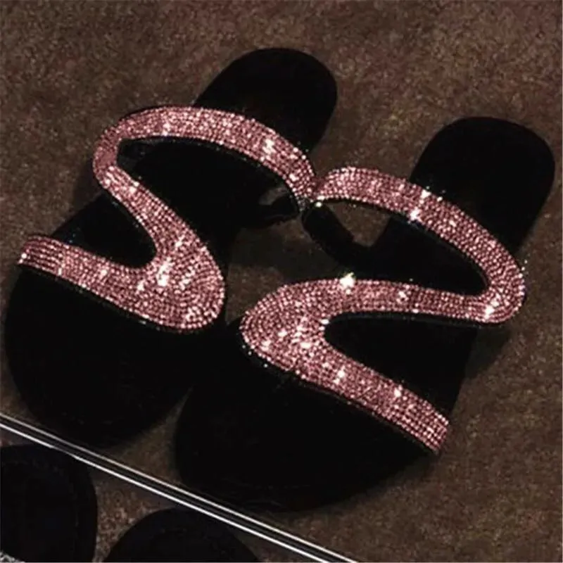 2023 Women Summer Flat Bling Slippers Female Flip Flops Sandals Outdoor Beach Women Sandals  Glitter Shoes for Women Sequin Flip Flops