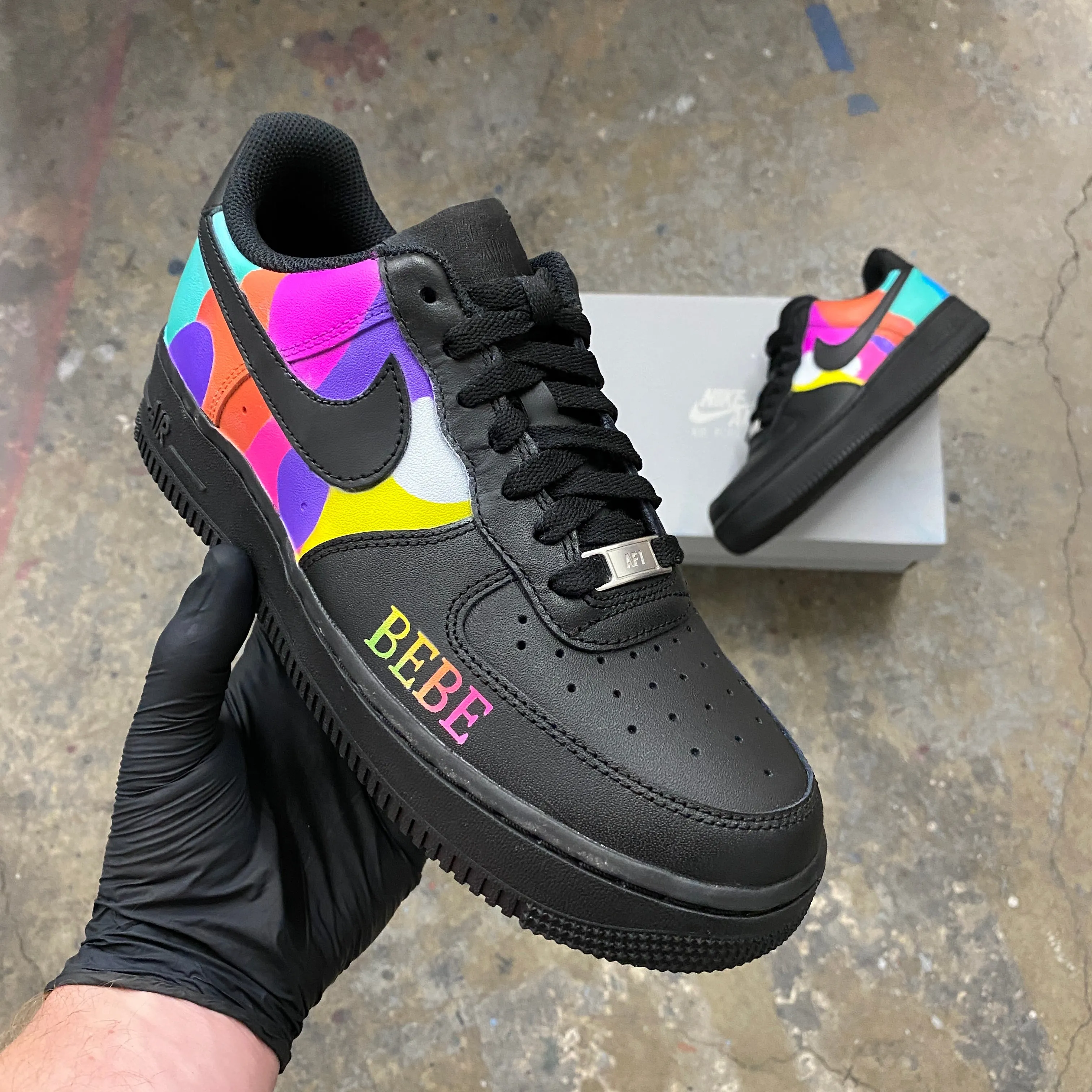 Asics Sky Elite Ff 2 Volleyball Shoes 32 Pairs of Custom Hand Painted Black Nike AF1 Lows - Sinful Colors/ Initials  - Custom Order
