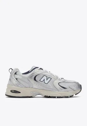 530 Low-Top Sneakers in Silver Metallic with Summer Fog and NB Navy New Balance Womens Shoes White