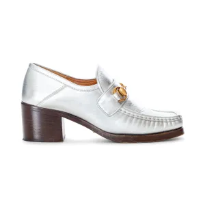 Mary Janes Loafers 55mm Vegas Silver Leather Horsebit Loafers 35.5