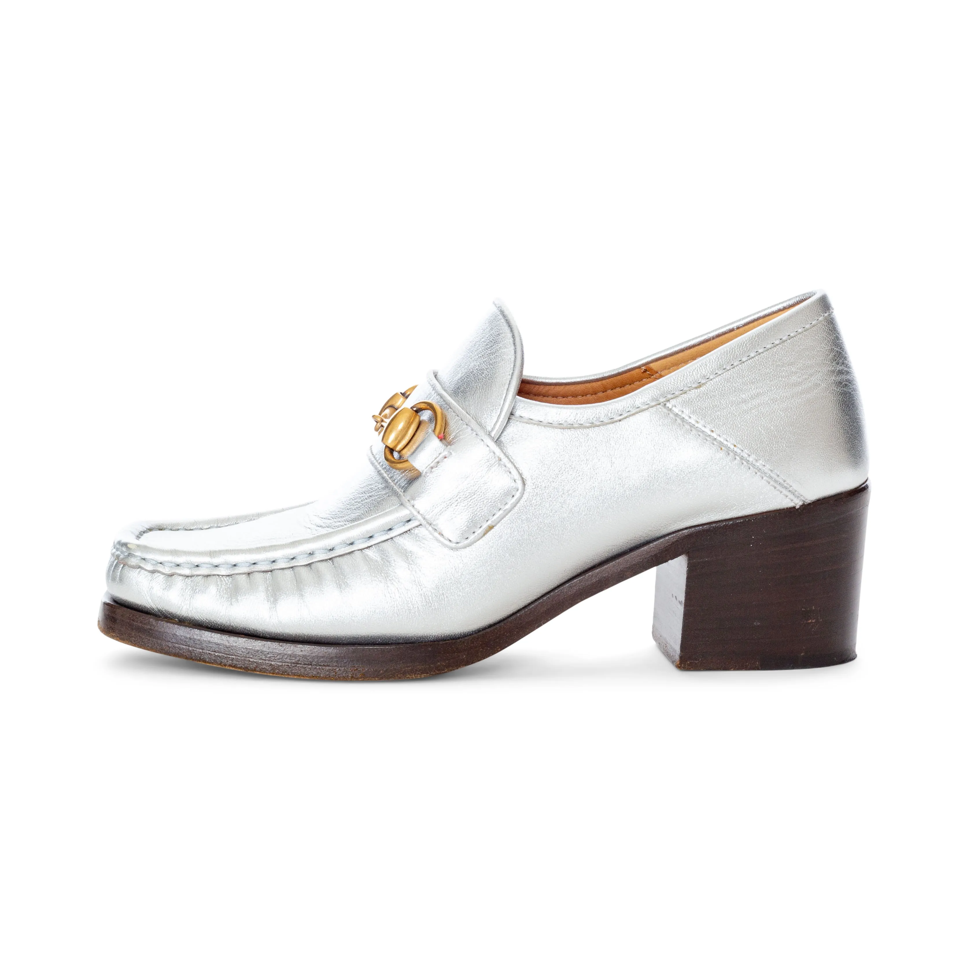 Camper Loafers 55mm Vegas Silver Leather Horsebit Loafers 35.5