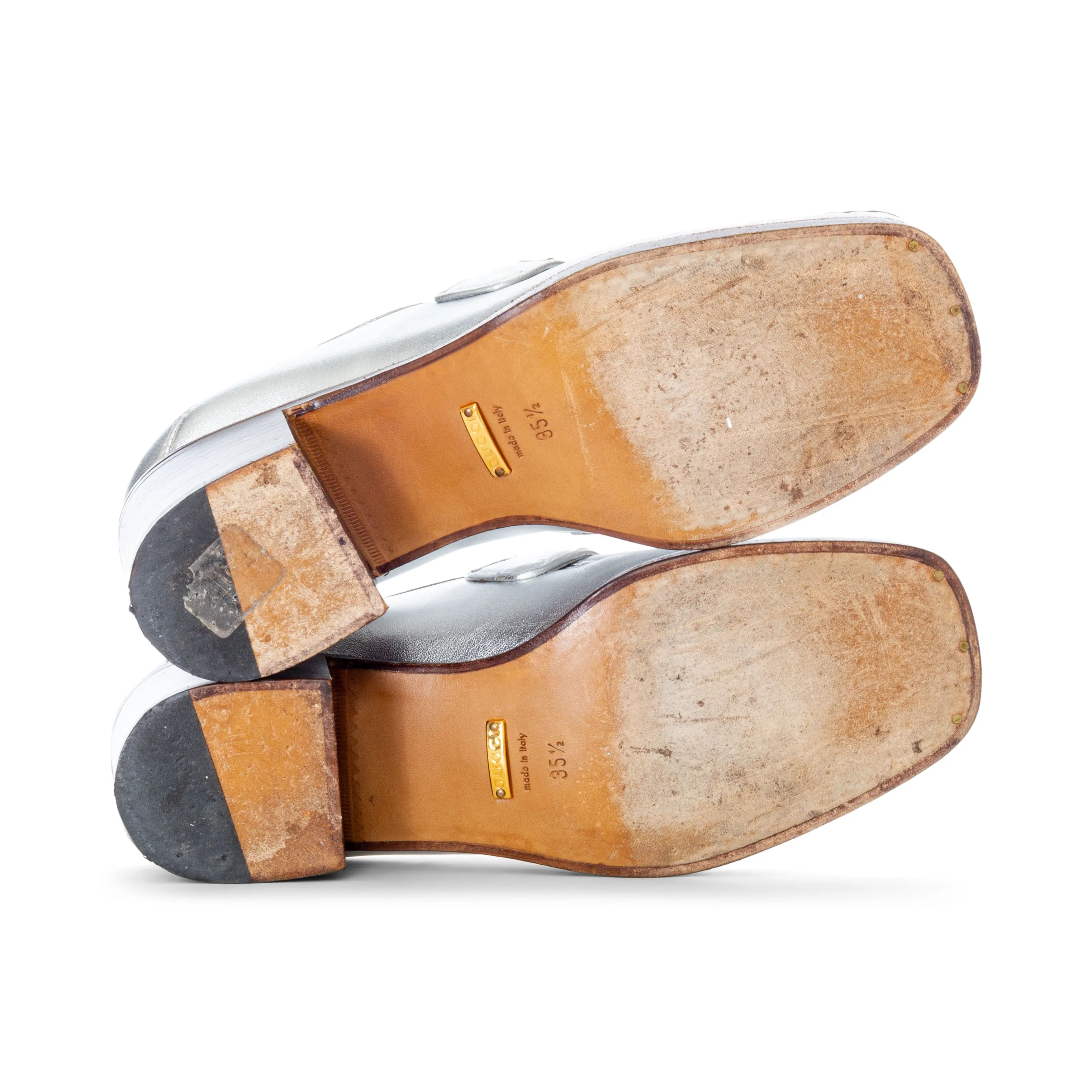 Tasselled Loafers 55mm Vegas Silver Leather Horsebit Loafers 35.5