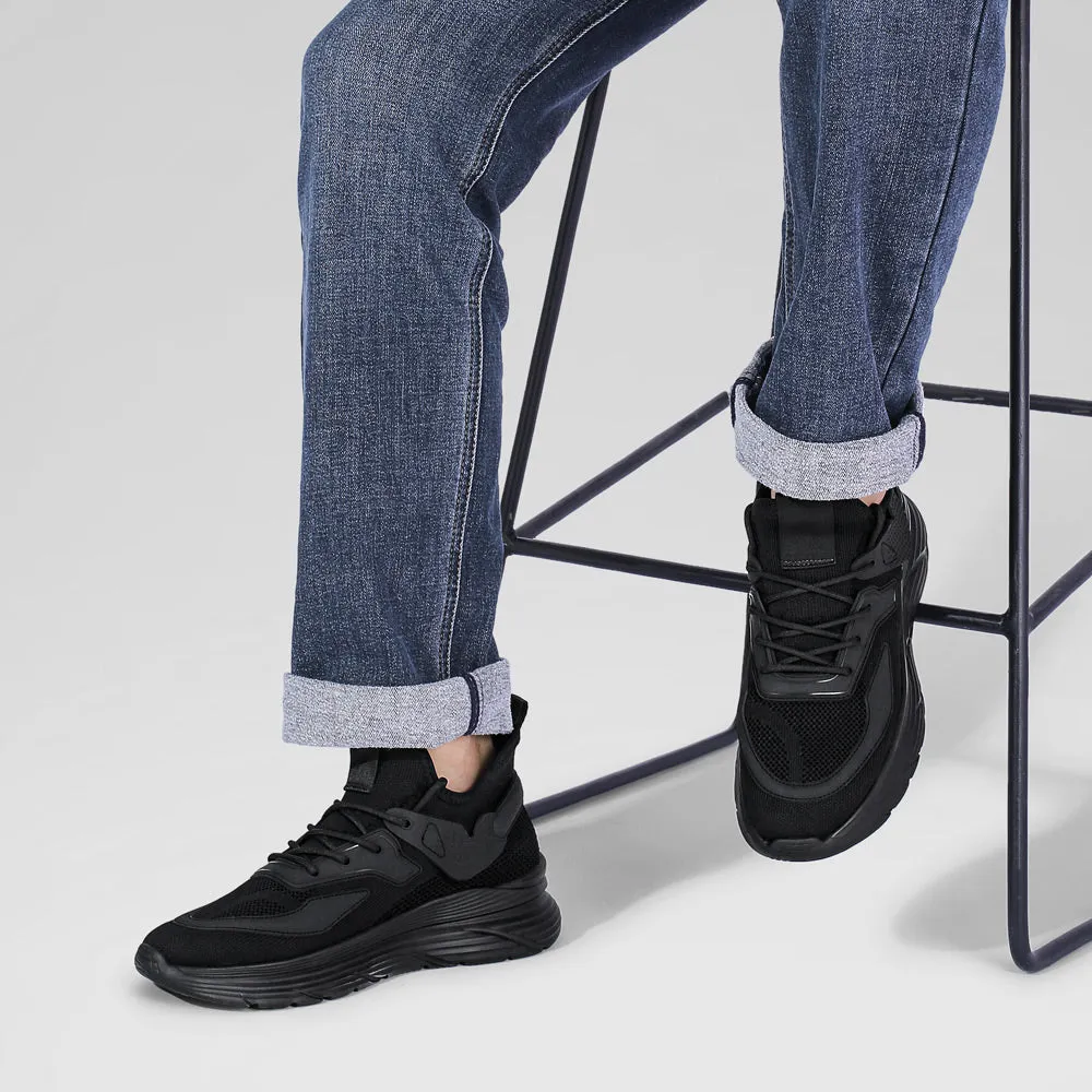 6CM / 2.36 Inches CMR CHAMARIPA Black Knit Elevator Sneakers -  Breathable Sports Shoes Adidas Sneakers