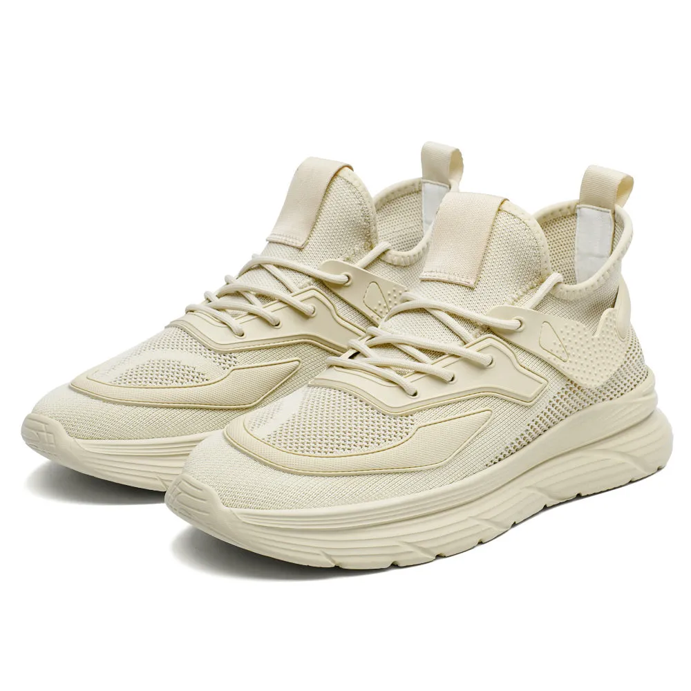 6CM / 2.36 Inches CMR CHAMARIPA Black Knit Elevator Sneakers -  Breathable Sports Shoes Freedom Wings Sneakers