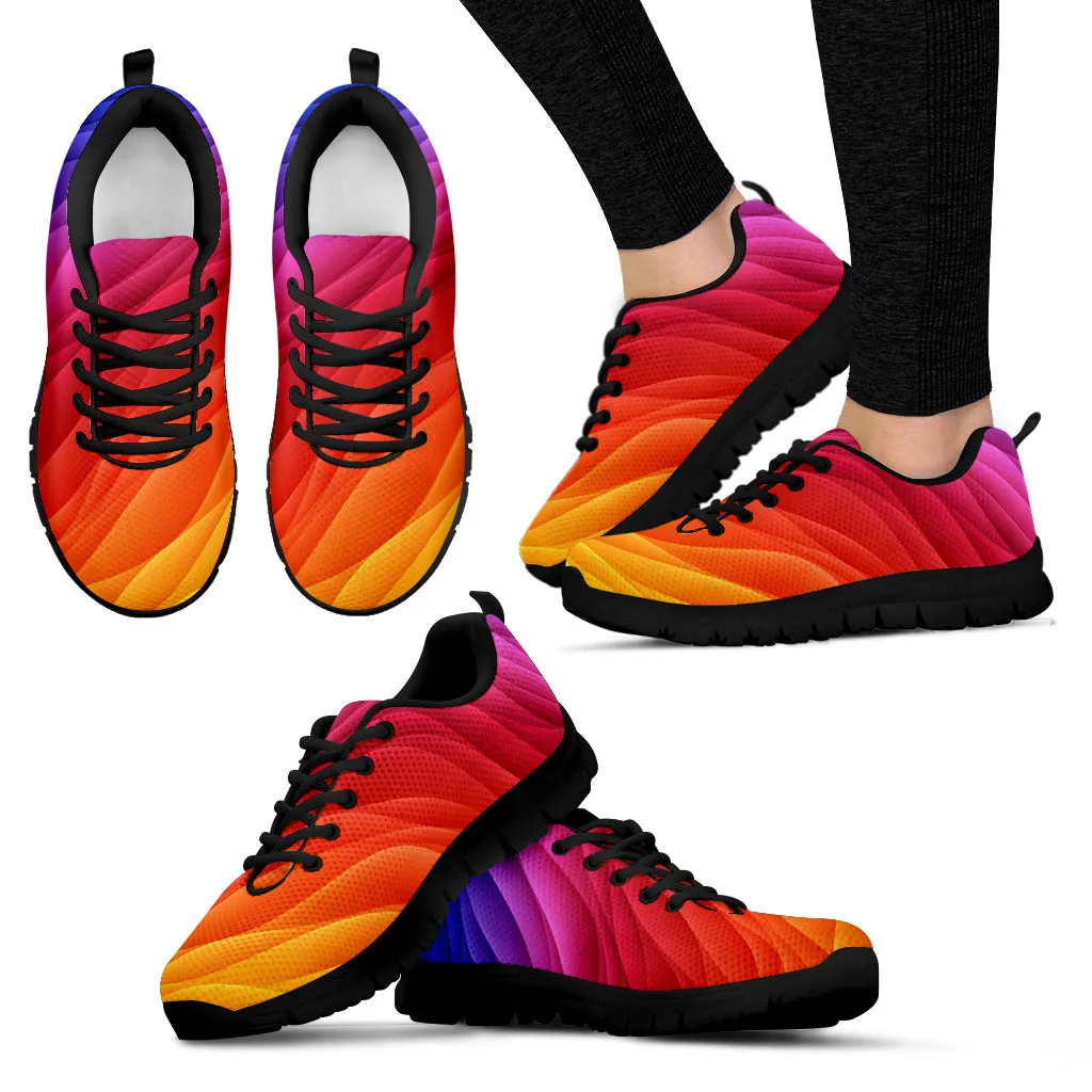 White Sneakers For Dresses Rainbow Wave Women's Athletic Sneakers