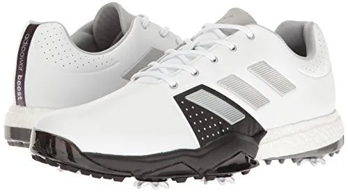 Flower Print Adidas Shoes adidas Men's Adipower Boost 3 Golf Shoe, White/Silver Metallic/Black, 9.5 M US