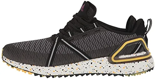 Adidas Court Flight Volleyball Shoes adidas Men's Solarthon Primegreen Spikeless Golf Shoes, Core Black/Purple/Solar Gold, 13