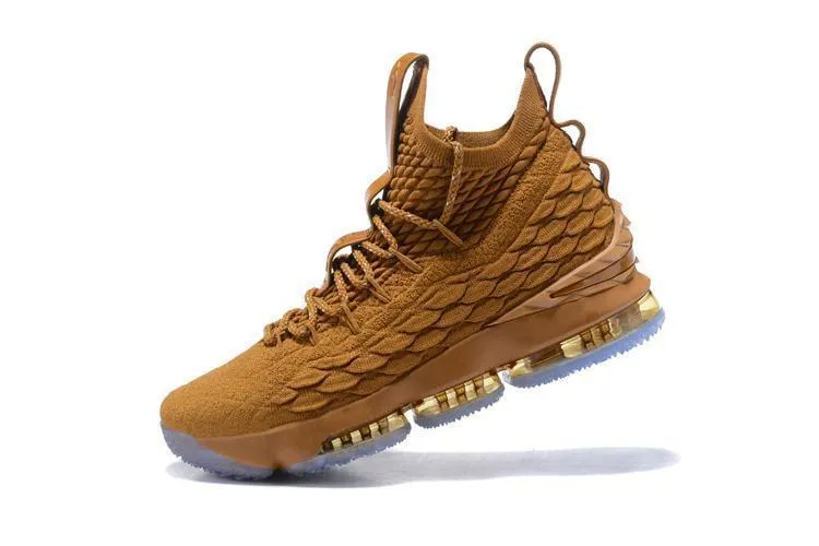 Asics Structured Running Shoes Nike Lebron XV 15 Dark Gold Men Shoes Sale Size US7,8,8.5,9,10,11,12
