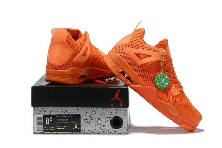 Nike Air Jordan 4 Flyknit 'Total Orange' Basketball Men Sale Shoes Sneaker Size US 7 - 13 Cheapest Asics Running Shoes Online