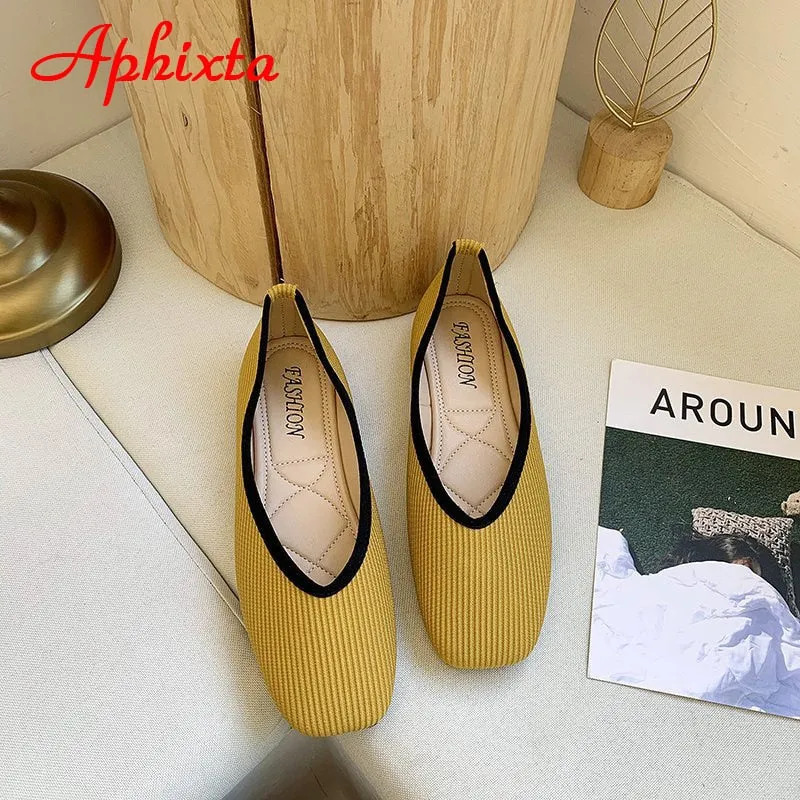Cotton Fabric Flats Shoes Women Yellow Ballerina Socks Shoes Loafers Summer Walk