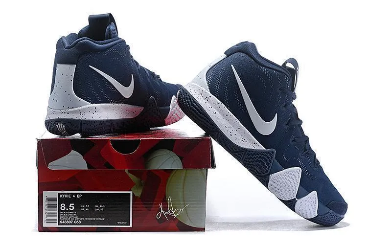 Nike Kyrie 4 Navy White Men Basketball Shoes !!! CYBER MONDAY SALE !!! Asics Workplace Shoes