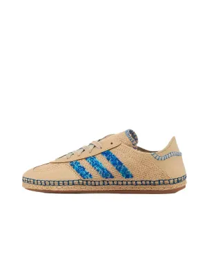 Indoor Adidas Soccer Shoes Adidas x CLOT Gazelle Linen Khaki Blue Bird