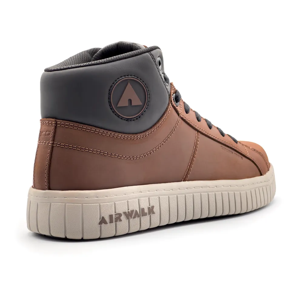 'Airwalk Safety' Men's Deuce Mid Hiker ESD SR Comp Toe - Brown / Tan Synthetic Work Boots