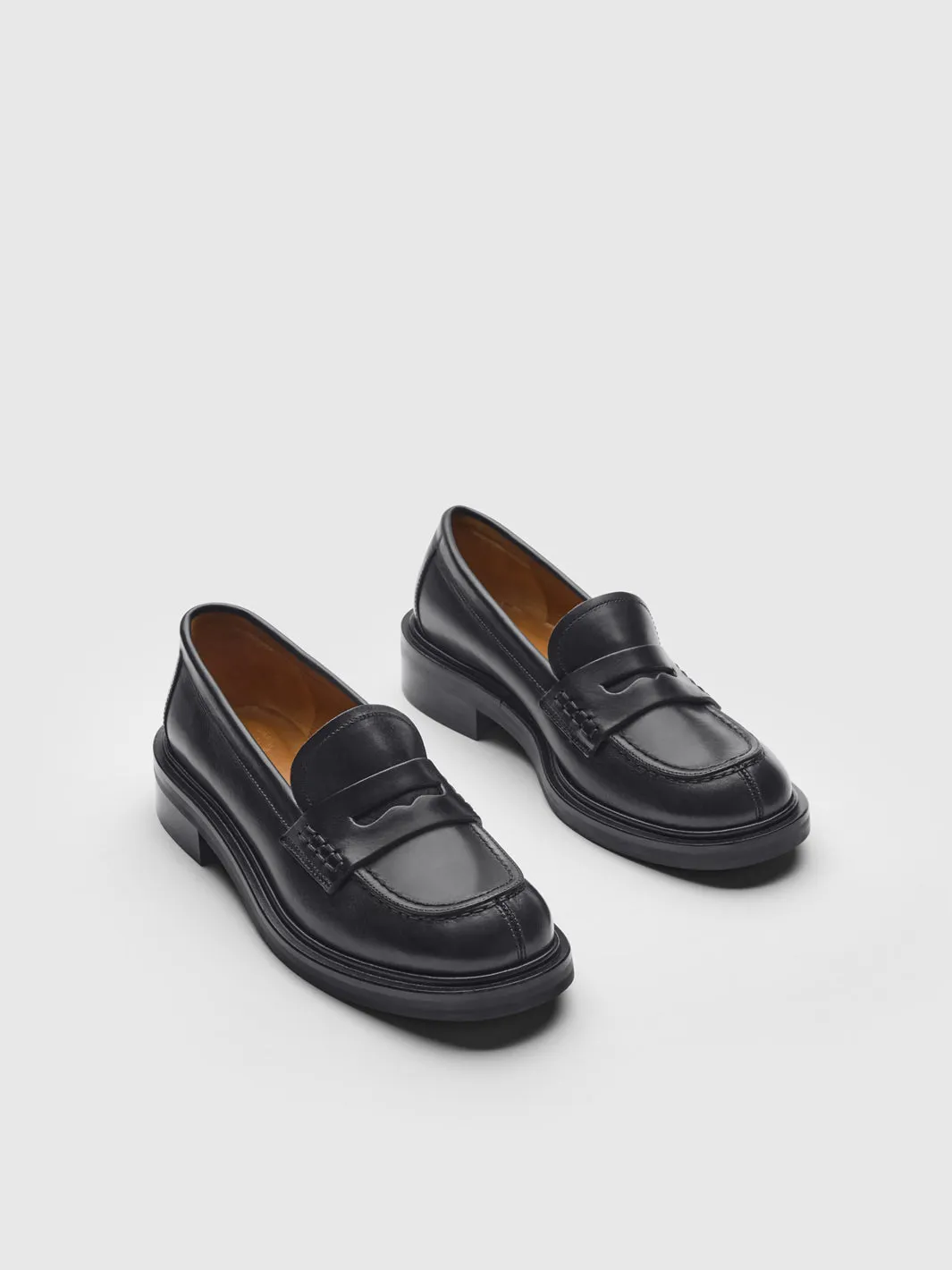 Albaredo Black Leather Loafers Canal Loafers