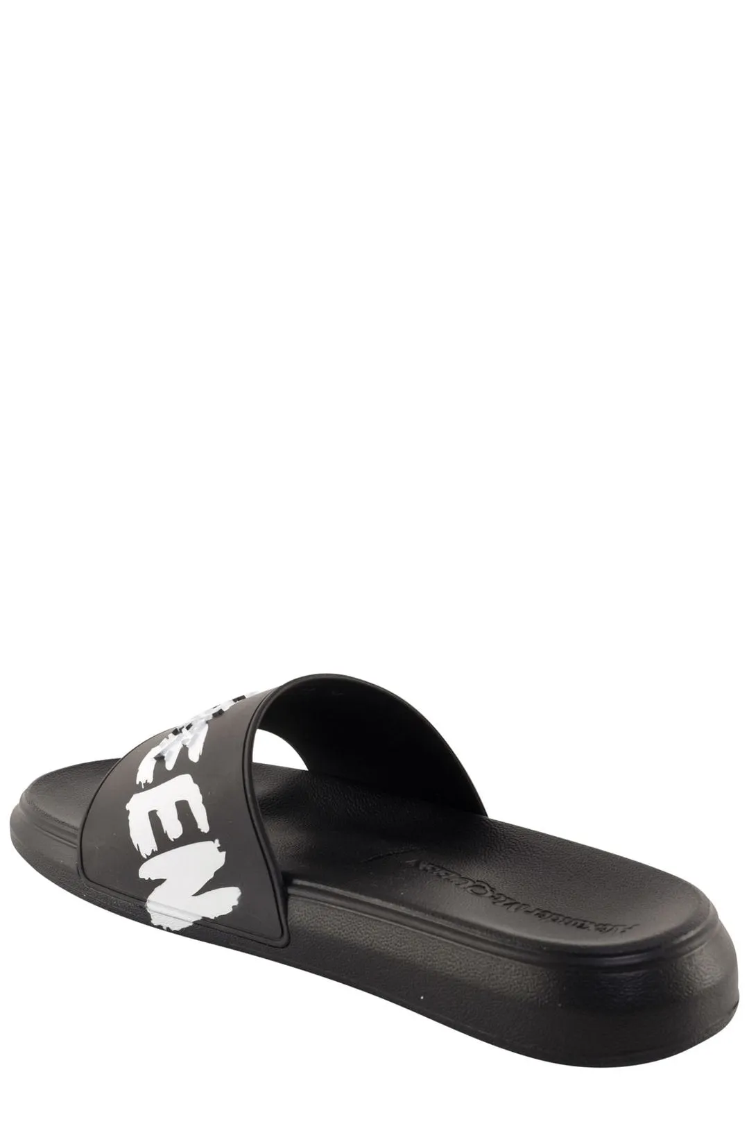Alexander McQueen Graffiti Logo Slides Flats Sandals
