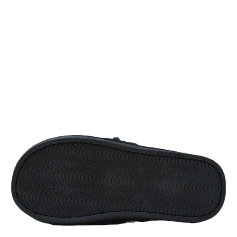 Alie Fluffy Slippers Black Slippers With Shearling Lining