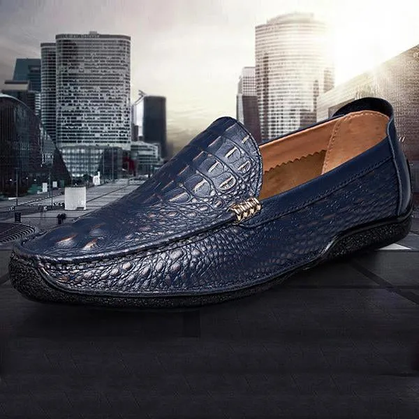 Ecco Loafers Alligator Fashion Casual Genuine Leather Men Shoes