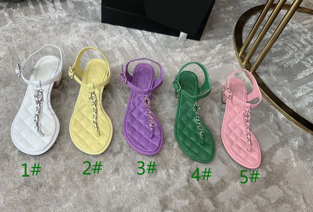 4cm leather flats sandals chain fashion Flip flops shoes women 2022new 35-40 Flip Flops For The Shower