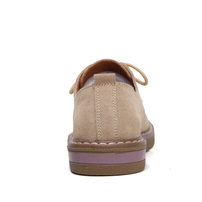 Cow Suede Leather Women Flats Oxford Shoes Spring Ladies Sneakers Loafers Casual Shoe Moccasin Plus Oxford Wear
