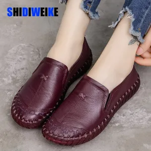 Penny Loafers 1950s 2020 Fashion Women Shoes Genuine Leather Loafers Women Casual Shoes Soft Comfortable Shoes Women Flats I012