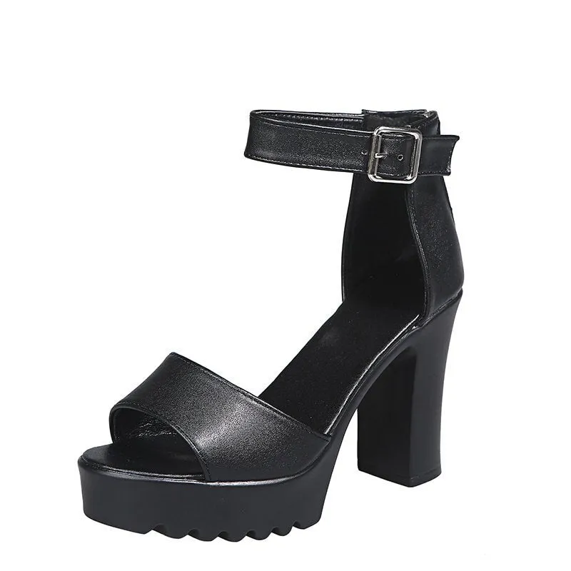 Amozae-White Summer Sandal Shoes for Women   New Arrival   Peep Toe Thick Heels Sandals Platform Casual Russian Shoes Women W02 T Strap Sandals