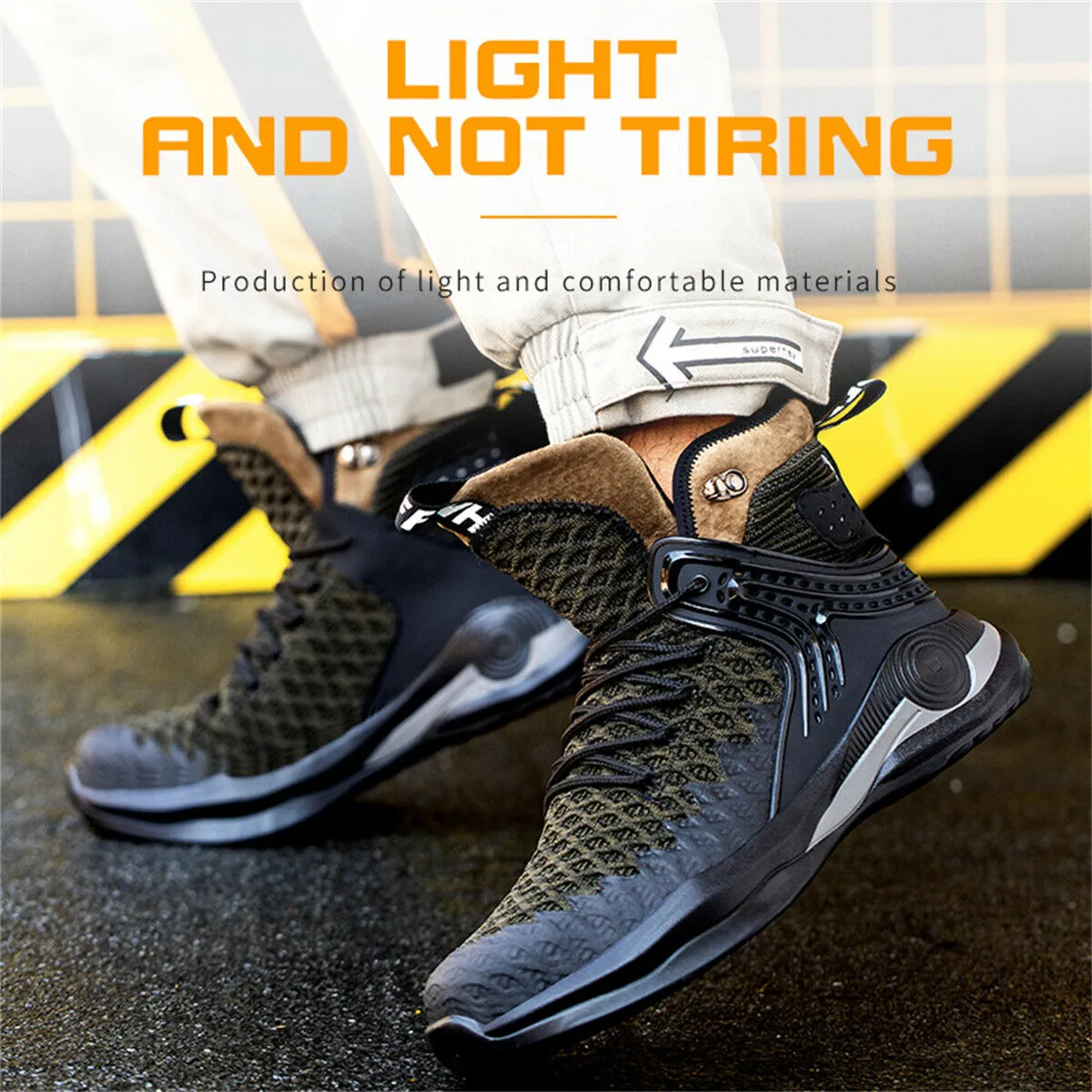Ankle High Safety Shoes for Men Steel Toe Anti-Pierce Reflective Industrial Shoe Best Zero Drop Work Boots