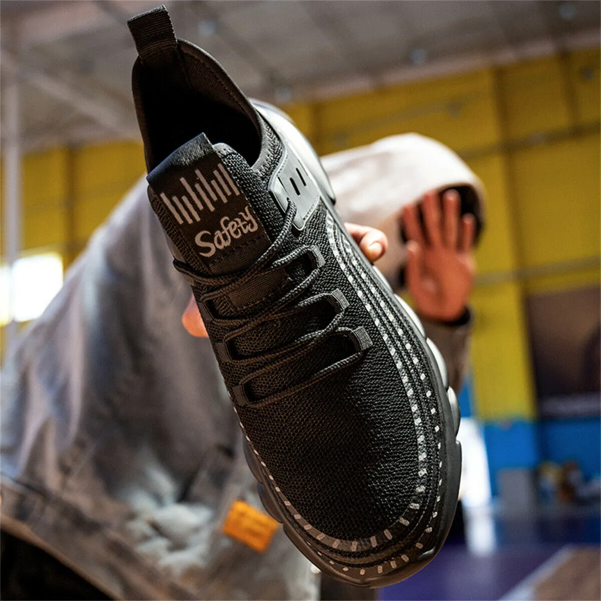 Anti-Pierce Work Safety Steel Toe Boot Lightweight Breathable Construction Boots Memory Foam Work Boots