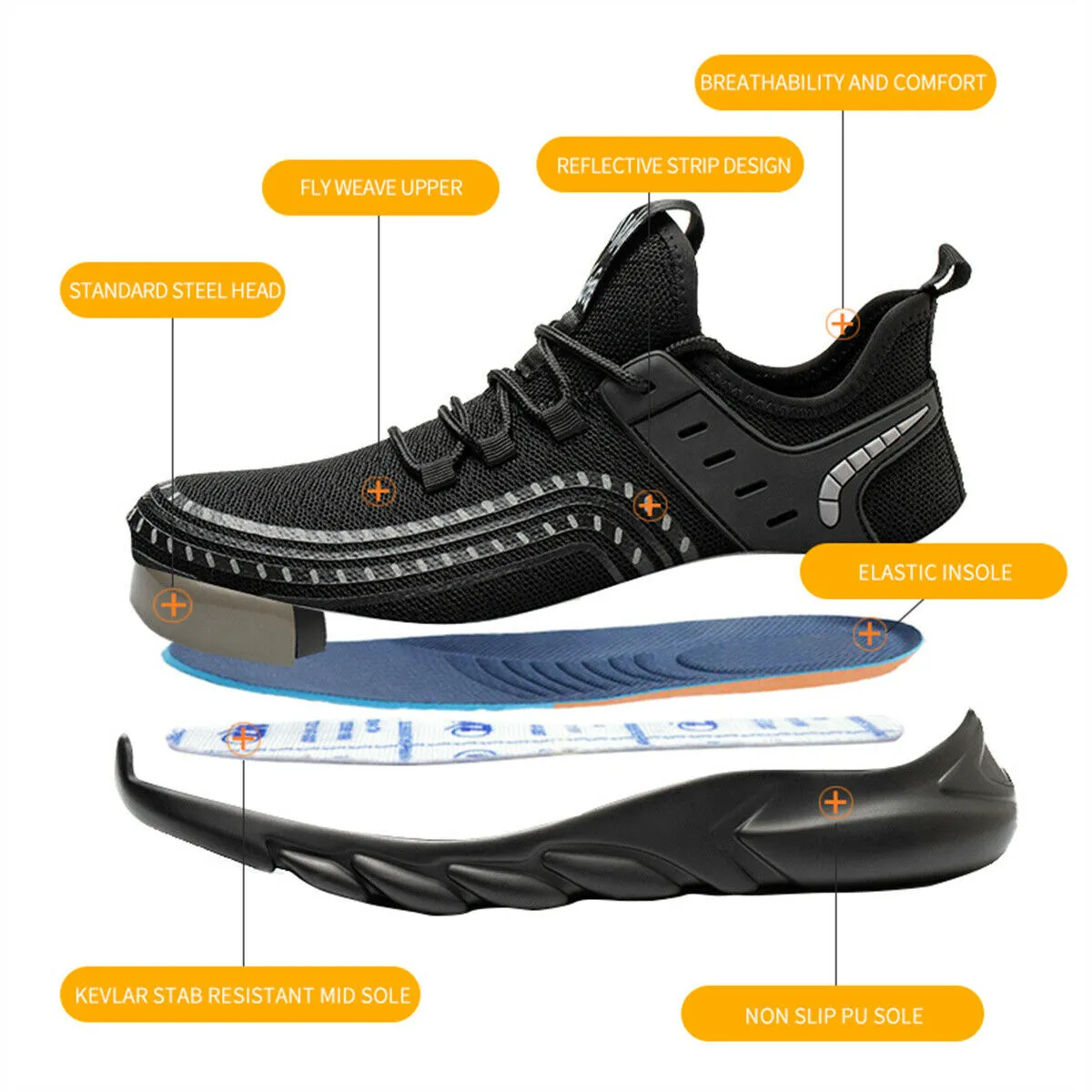 Anti-Pierce Work Safety Steel Toe Boot Lightweight Breathable Construction Boots Gtx Work Boots