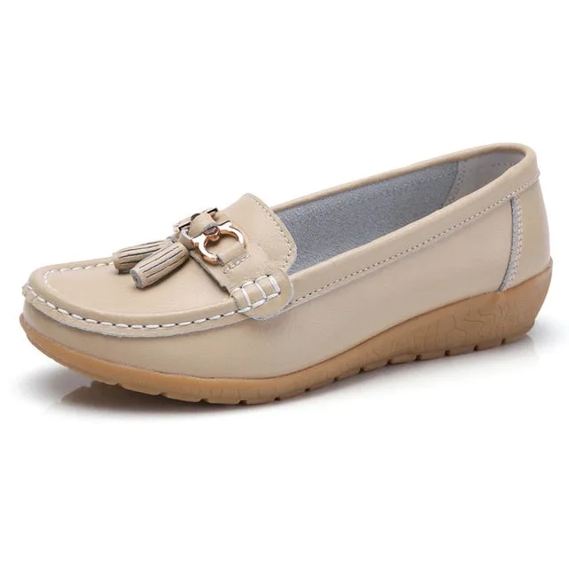 Apartamentos primavera Mulheres Sapatos Mulheres Apartamentos Mocassins de Couro Genuno Deslizamento Em Mocassins Mocassins Femininos Sapatos Plus Size das Mulheres 35 -44 Loafers With Tiger