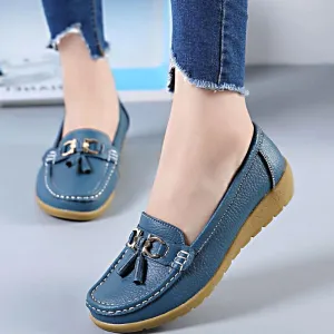 Apartamentos primavera Mulheres Sapatos Mulheres Apartamentos Mocassins de Couro Genuno Deslizamento Em Mocassins Mocassins Femininos Sapatos Plus Size das Mulheres 35 -44 Leather Loafers Casual