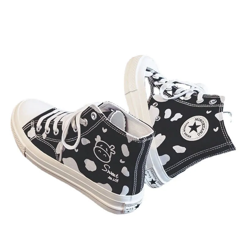 CuteCowPrint CanvasShoes Vans Slip On Sneakers