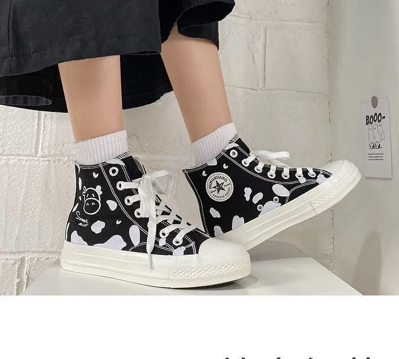 CuteCowPrint CanvasShoes Easy Spirit Slip On Sneakers