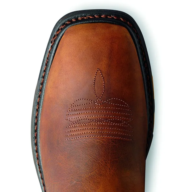 Leather Work Boots Slip On ARIAT Men's Workhog Wide Square Toe Steel Toe 10007044