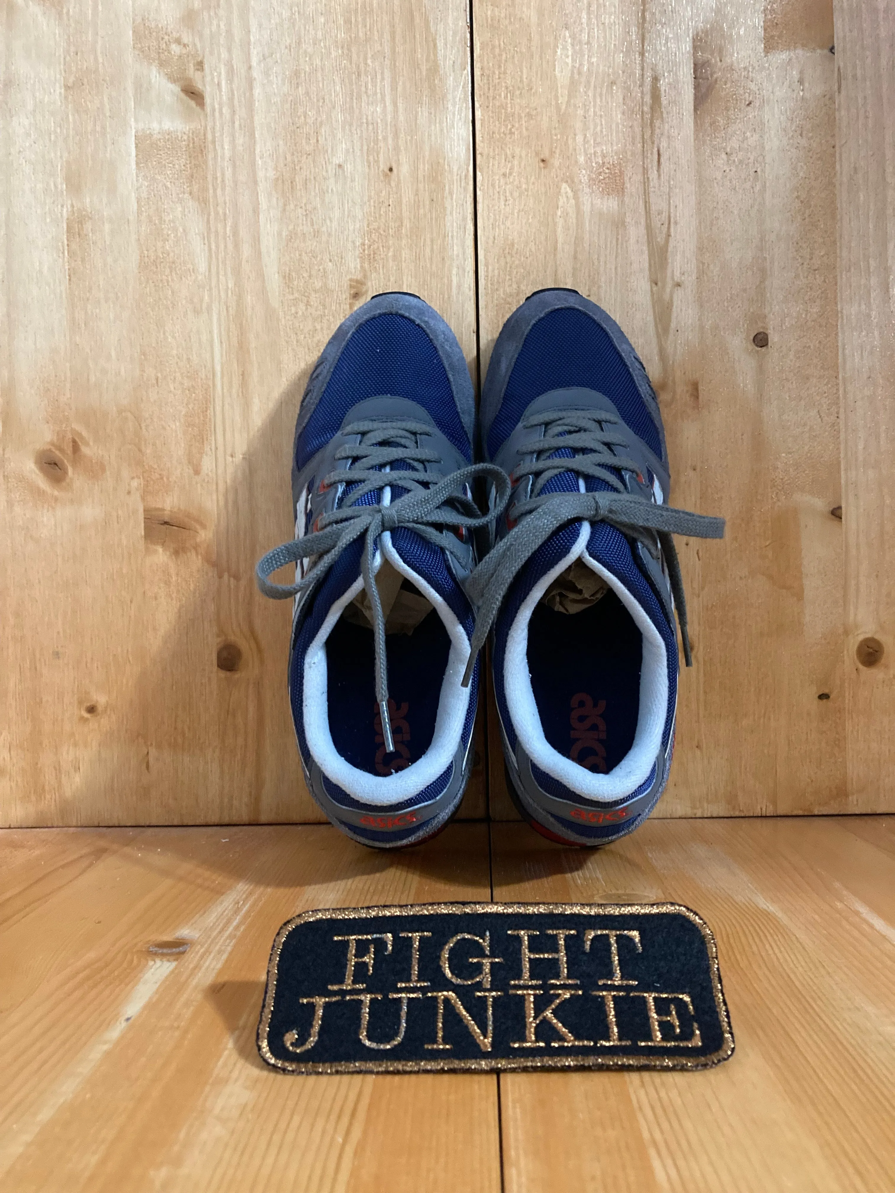 Hailey Bieber Asics Shoes ASICS GEL LYTE III 3 Men Size 10 Suede & Mesh Running Training Shoes Sneakers Gray & Blue H306N