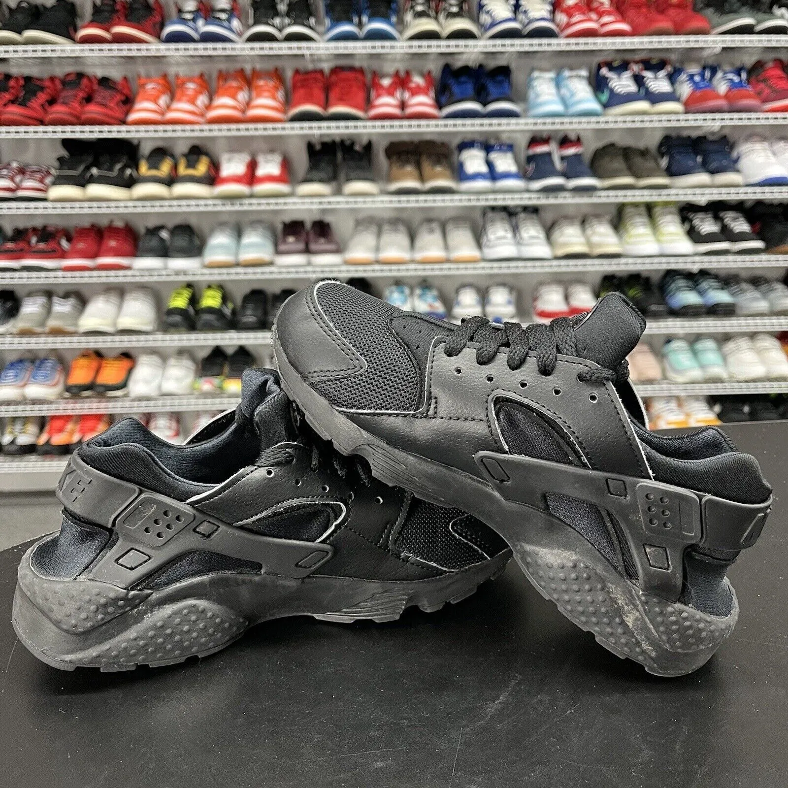 Nike Boys Huarache Run 654275-016 Black Running Shoes Sneakers Size 5Y Asics Gel-resolution Tennis Shoes