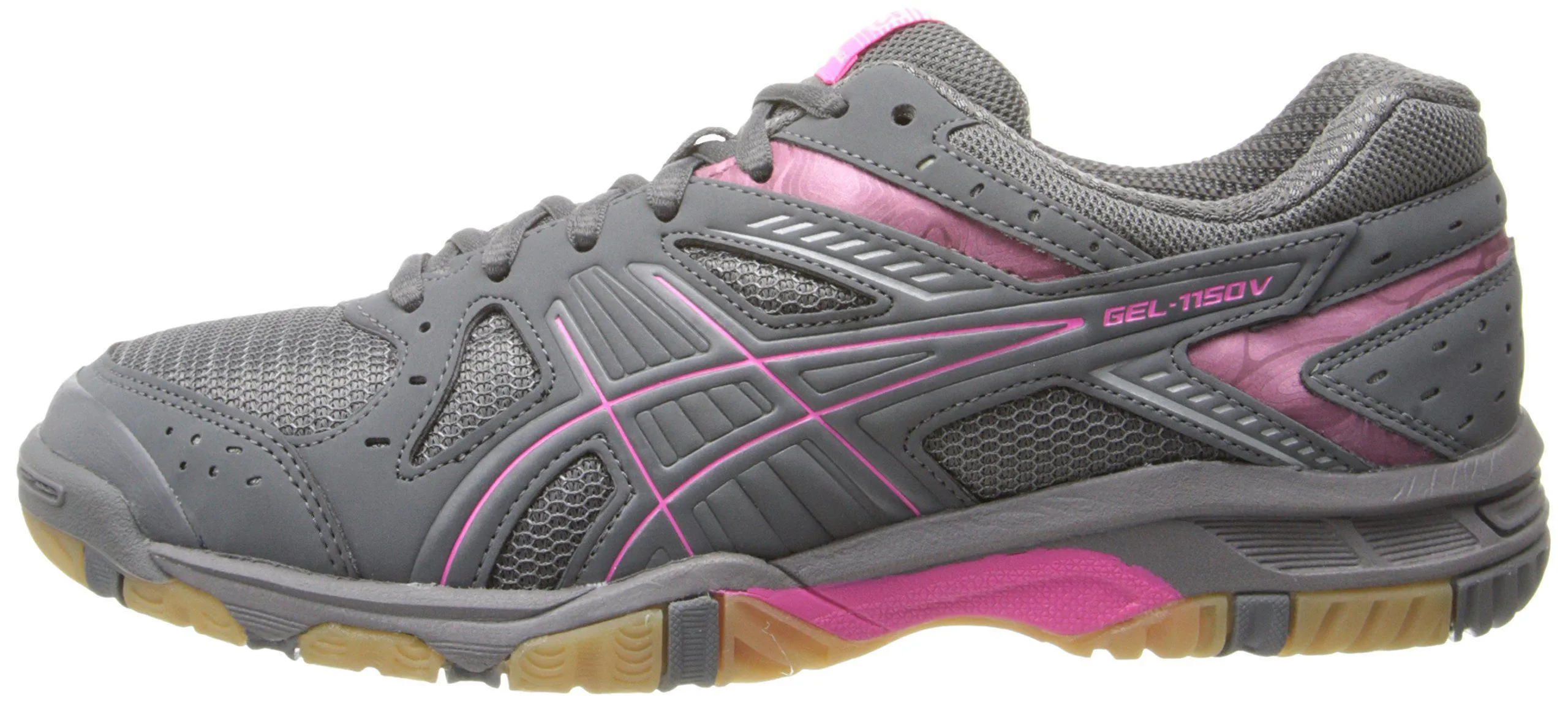 ASICS Women's Gel 1150V Volley Ball Shoe,Smoke/Knock Out Pink/Silver,9 M US Asics Running Shoes Narrow Width
