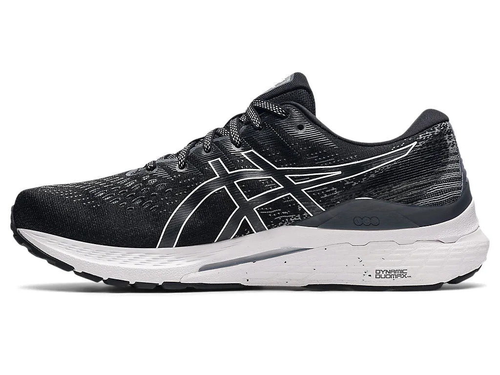 Asics Women's Gel-Kayano 28 Wide (D) Running Shoes in Black/White Asics Trail Shoes Overpronation