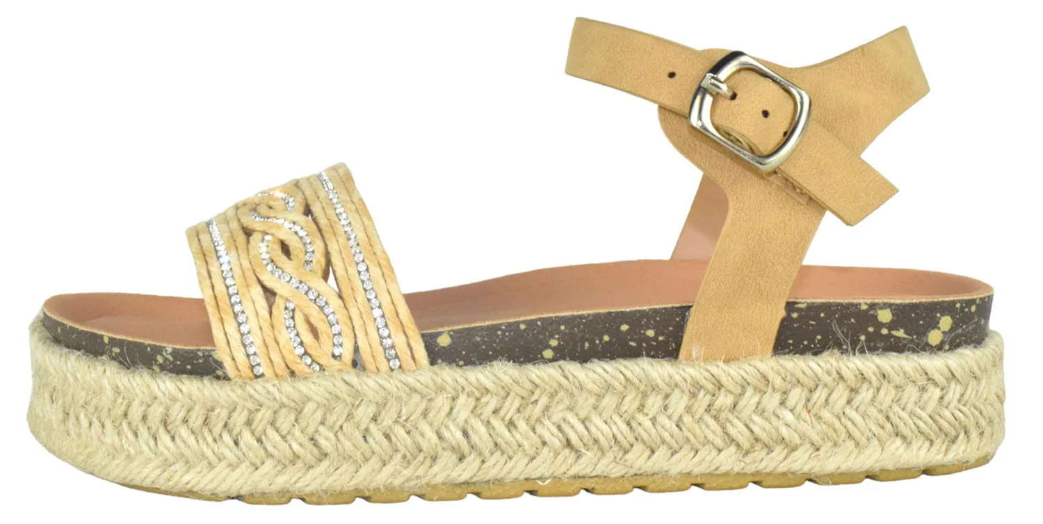 ATHENS-1 Beige TOP MODA Braided Sandals Heels