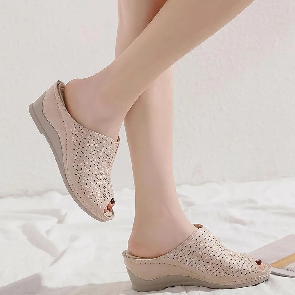 Slipper for Women Fashion Fish Mouth Open Toe Hollow Slip-on Platform Slippers Casual Outdoor Ladies Shoes   B730485 Suede Footbed Flip Flops