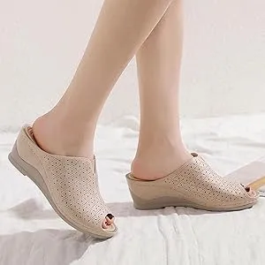 Slipper for Women Fashion Fish Mouth Open Toe Hollow Slip-on Platform Slippers Casual Outdoor Ladies Shoes   B730485 Flip Flops On The Beach Images