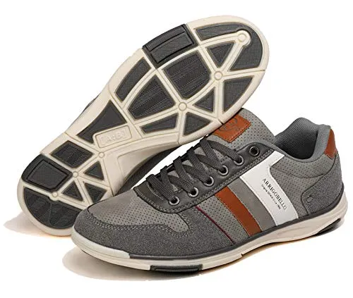 Heels Flat Shoes AX BOXING Mens Fashion Sneakers Low Top Casual Shoes Leather Breathable Comfortable Walking Shoes(Gray Color, Numeric_10)