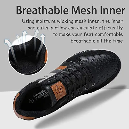 Shoes For Toddlers With Flat Feet AX BOXING Mens Fashion Sneakers Low Top Casual Shoes Leather Breathable Comfortable Walking Shoes(Gray Color, Numeric_10)