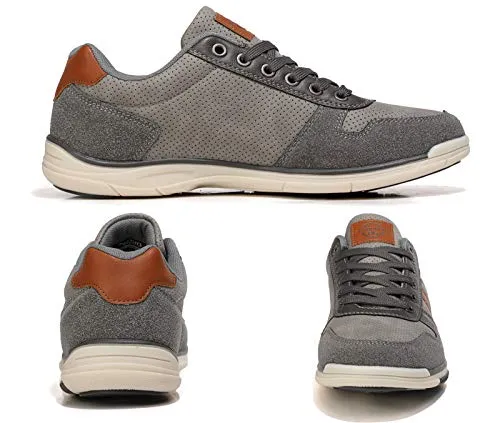 Flat Sole Mountain Bike Shoes AX BOXING Mens Fashion Sneakers Low Top Casual Shoes Leather Breathable Comfortable Walking Shoes(Gray Color, Numeric_10)