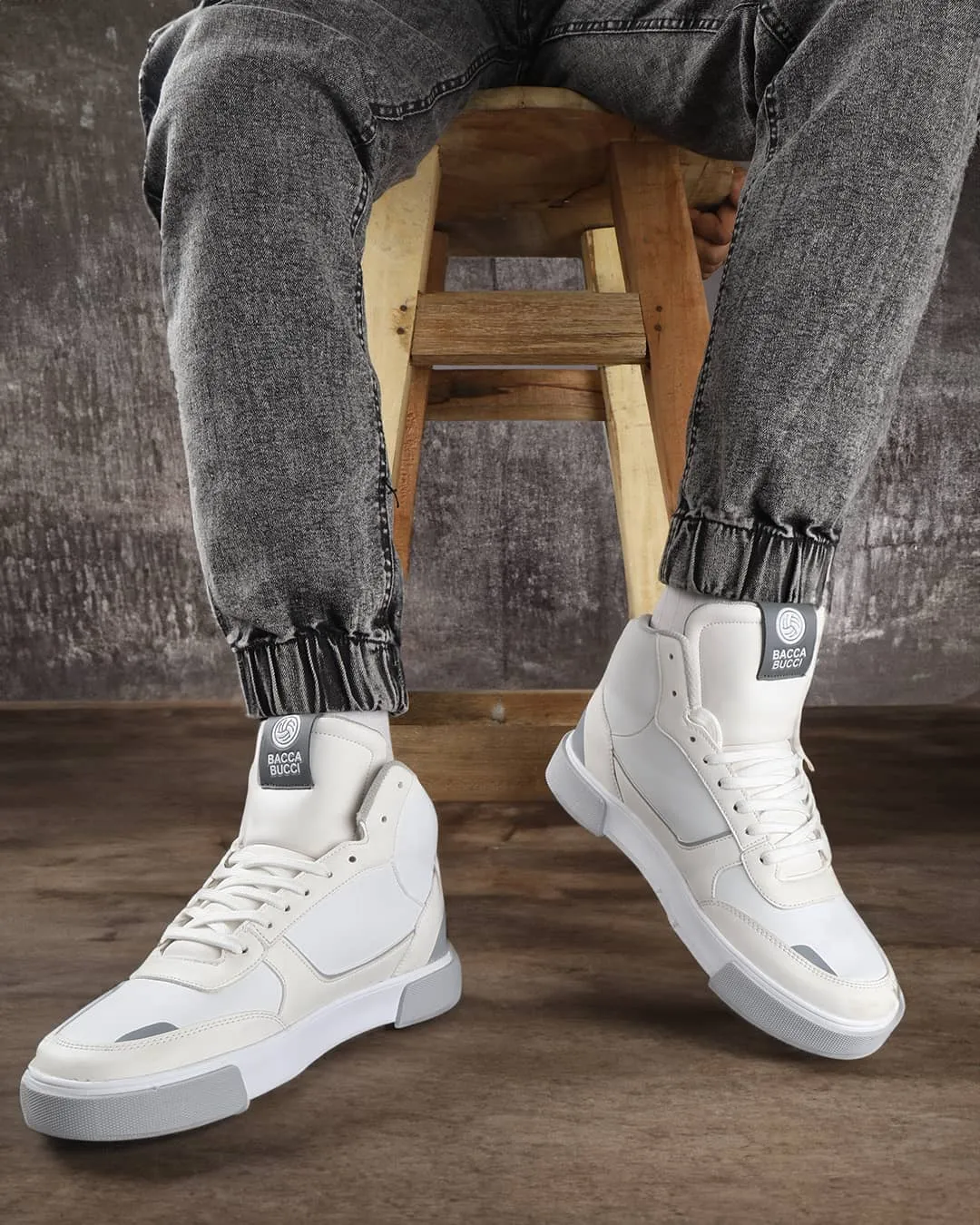 Bacca Bucci High-top SKYLINE SOARER Men's Sneakers - Gen Z Style Elevation White Converse Platform Sneakers